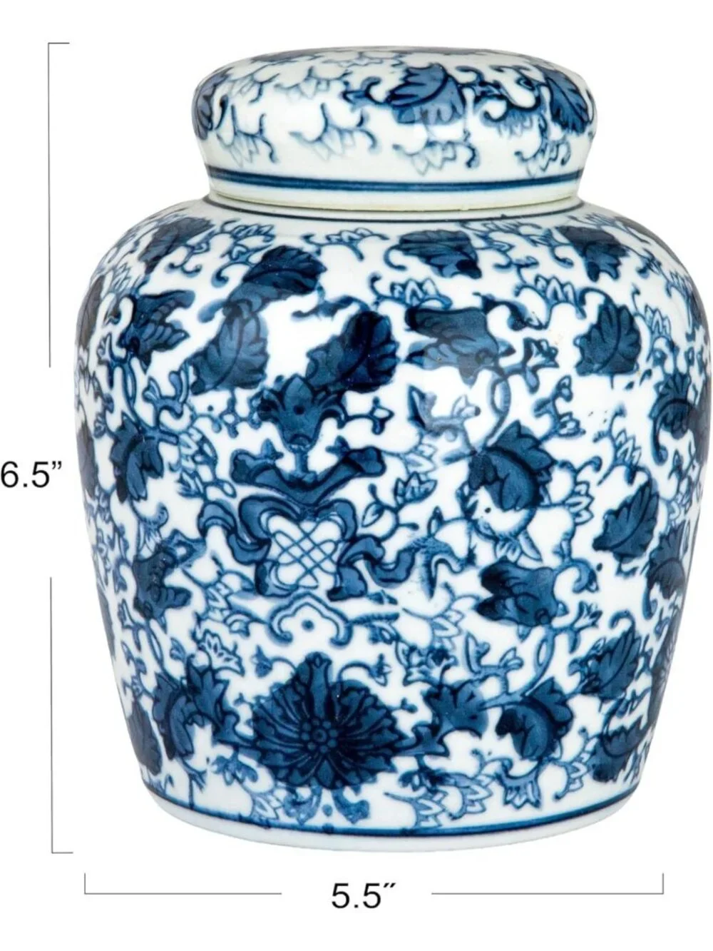 Chic Blue & White Ceramic Ginger Jar with Lid - Stylish Home Decor Accent